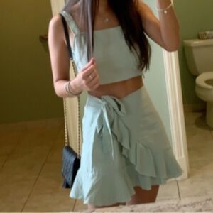 Linen two piece set skirt and top size small